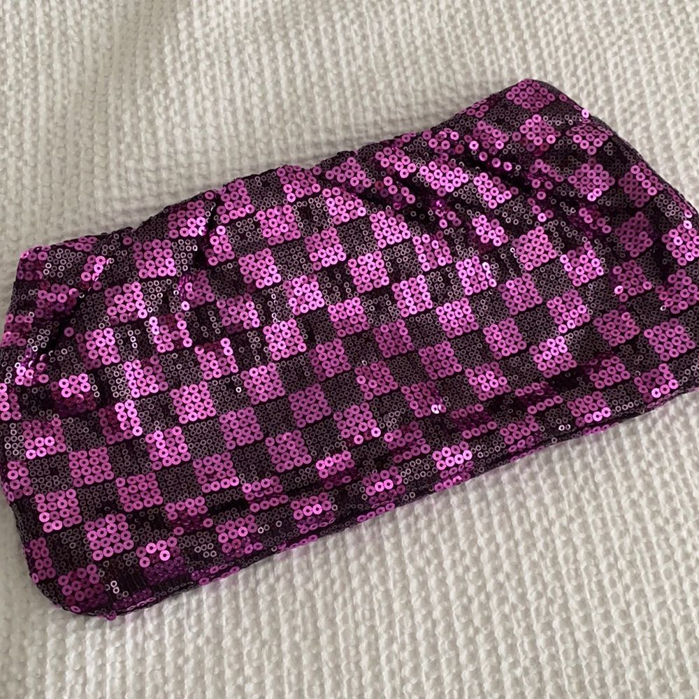 Purple sequin clutch